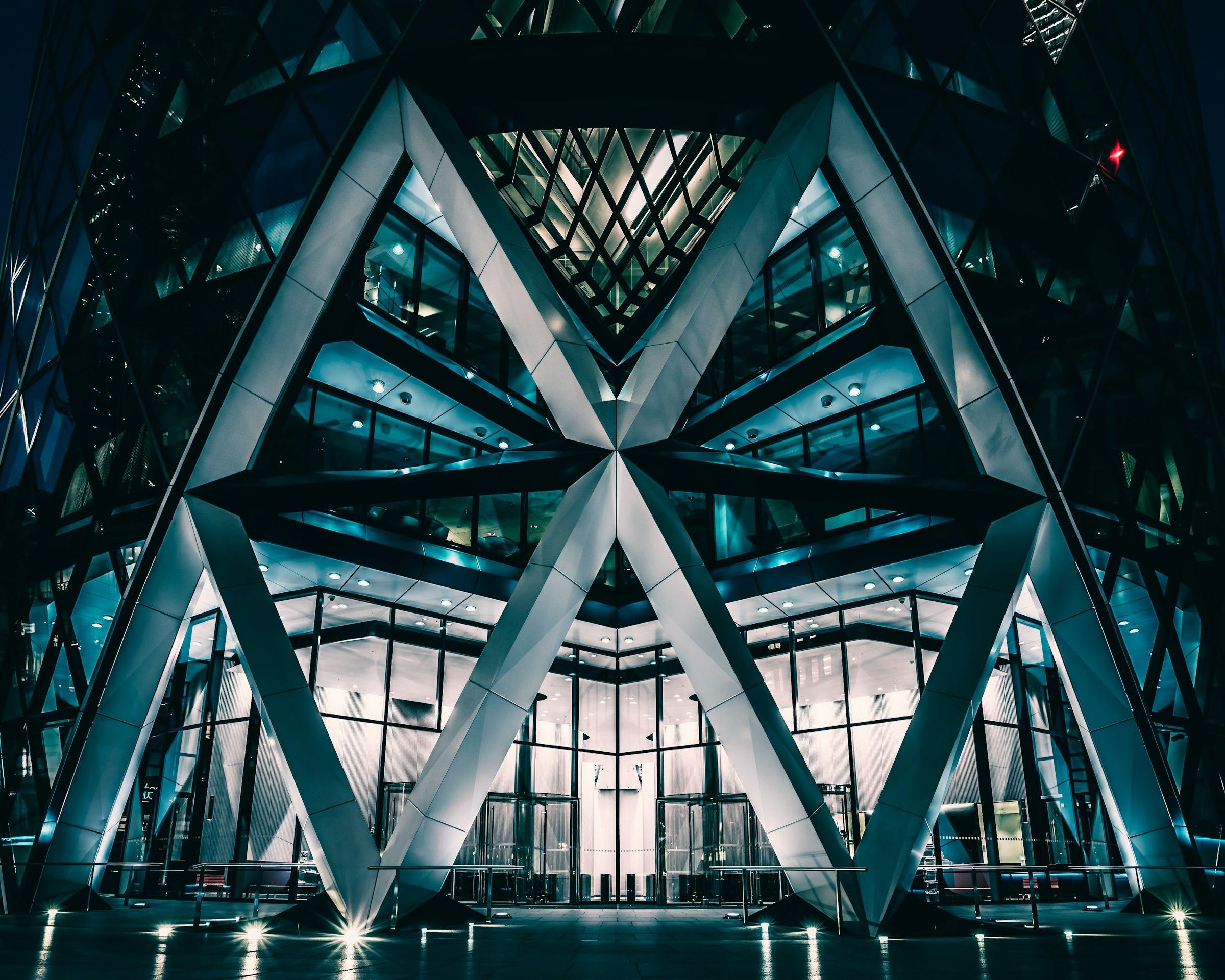 30 St Mary Axe at night, London
